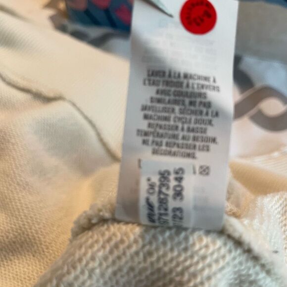 Aerie The Chill Love Crewneck Sweatshirt Cream French Terry Knit Distressed Trim - Picture 10 of 11